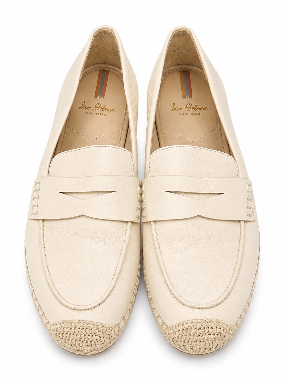 Sam Edelman Women’s Cream Leather Espadrille Loafers. Size: US 8